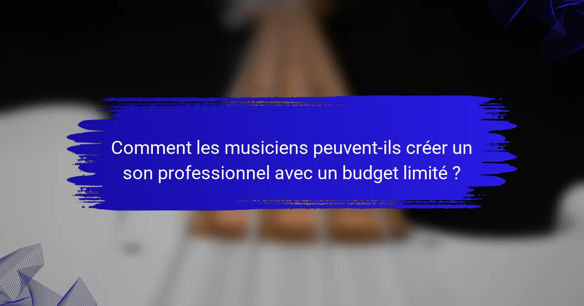 Comment les musiciens peuvent-ils créer un son professionnel avec un budget limité ?