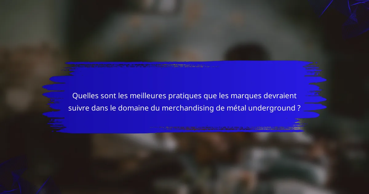 Quelles sont les meilleures pratiques que les marques devraient suivre dans le domaine du merchandising de métal underground ?