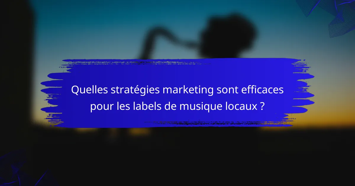 Quelles stratégies marketing sont efficaces pour les labels de musique locaux ?